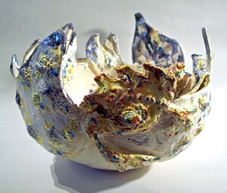 Sculptured Bowl with Lizard and Frog - Side View