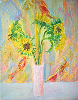 Sunflowers and Birds