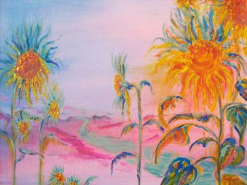Veiw through Sunflowers - Acrylic